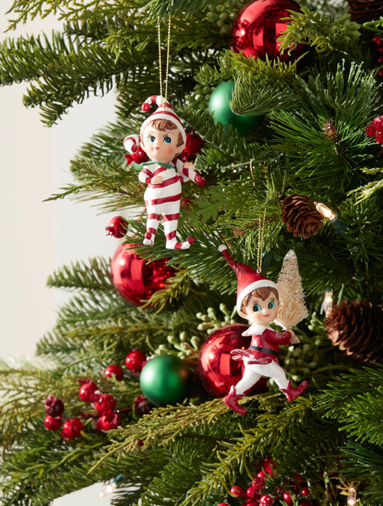Elf with Tree Holiday Ornament