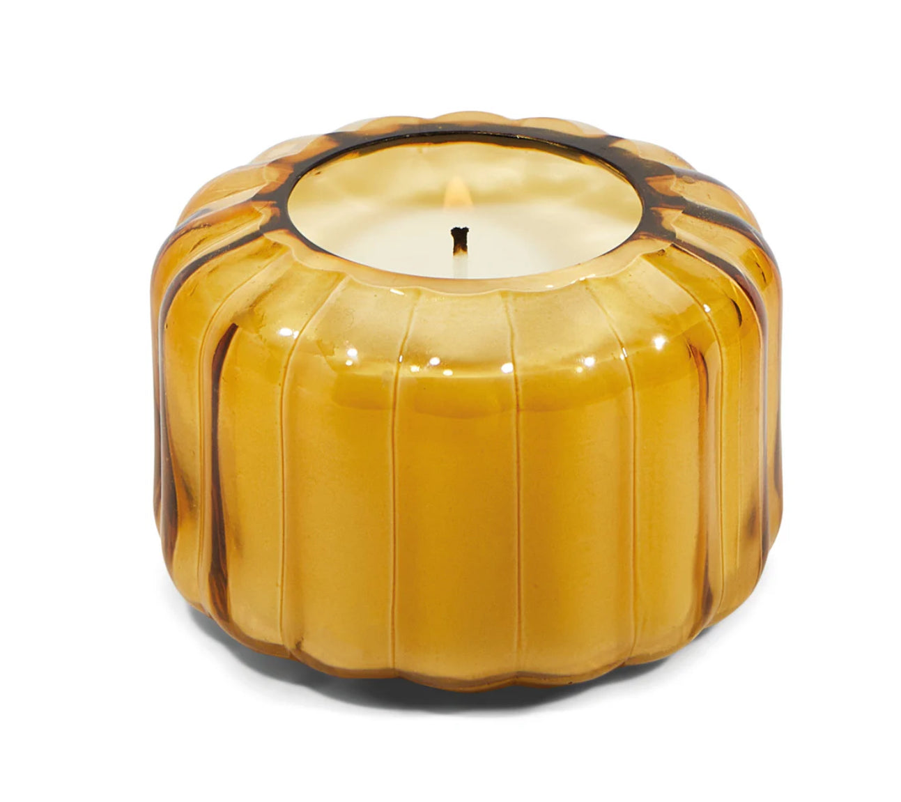 Ripple Transparent Tan Ribbed Glass Candle - Golden Ember - 4.5 oz.