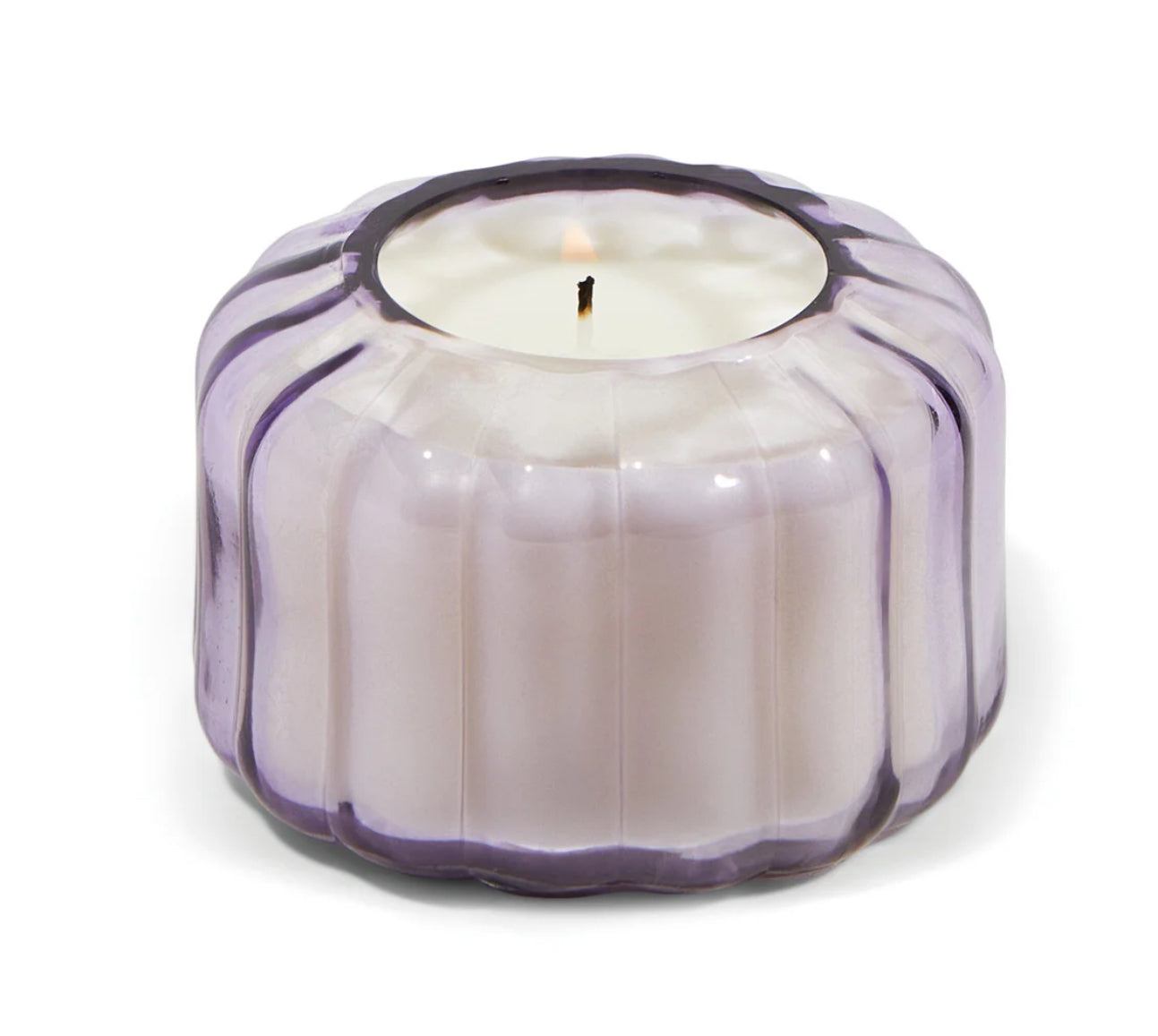 Ripple Transparent Lavender Ribbed Glass Candle - Salted Iris - 4.5 oz.
