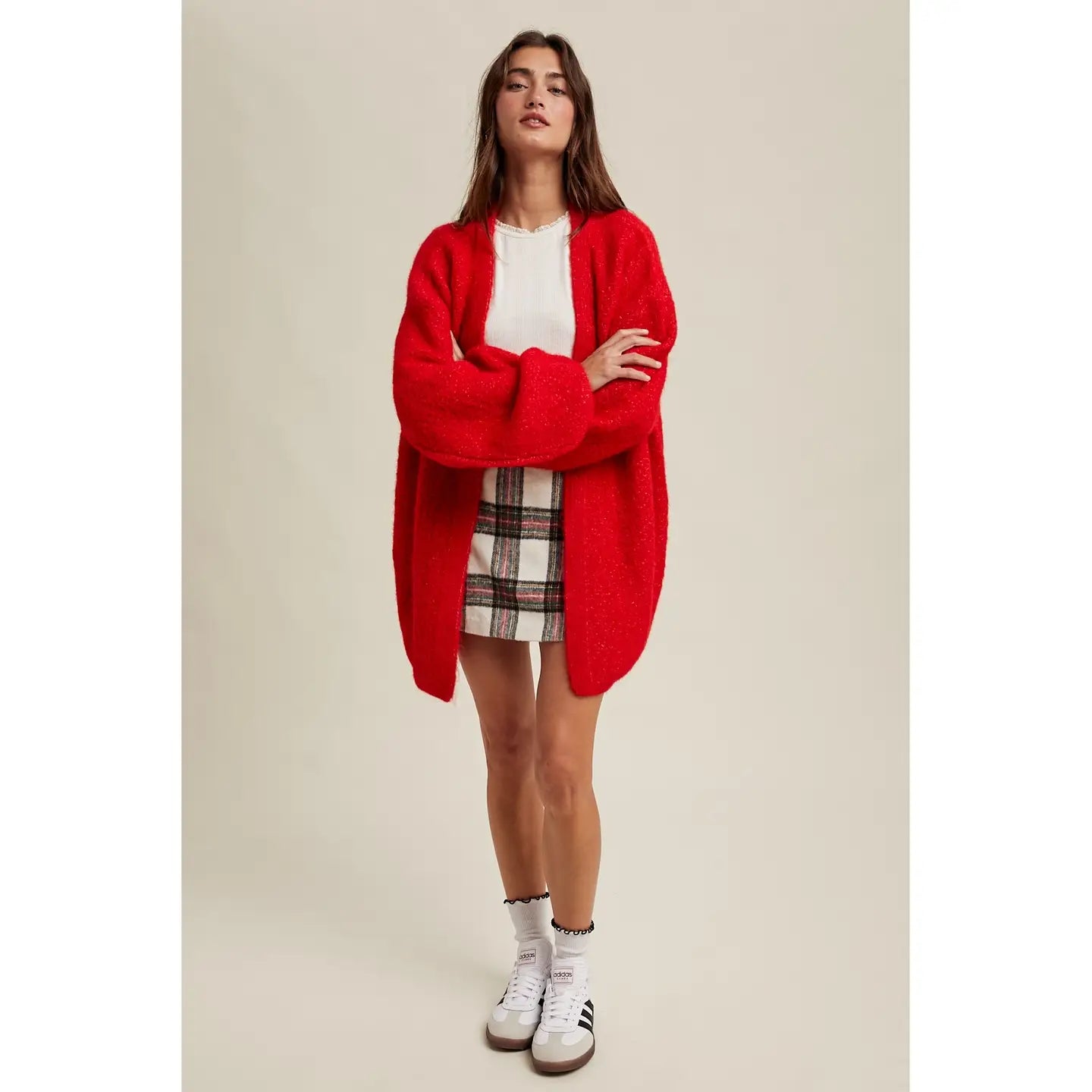 Brushed Plaid Mini Skirt - Cream Combo