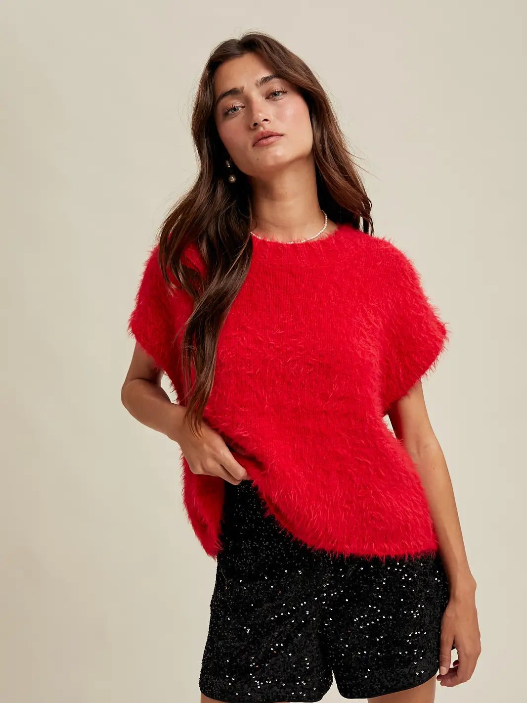 Mohair Sweater Vest - Red