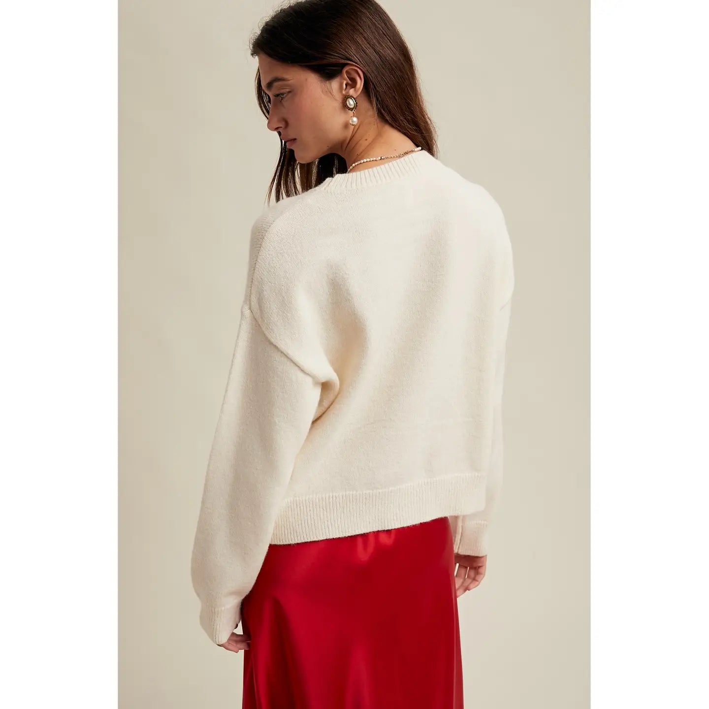 Merry Glitter Sweater - White/Red