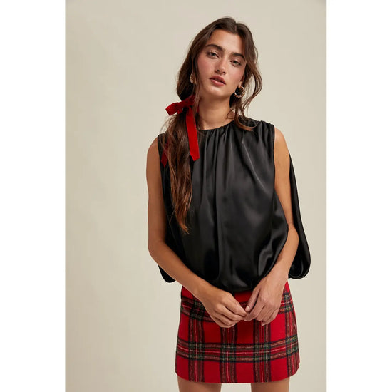 Double Layer Satin Top - Onyx