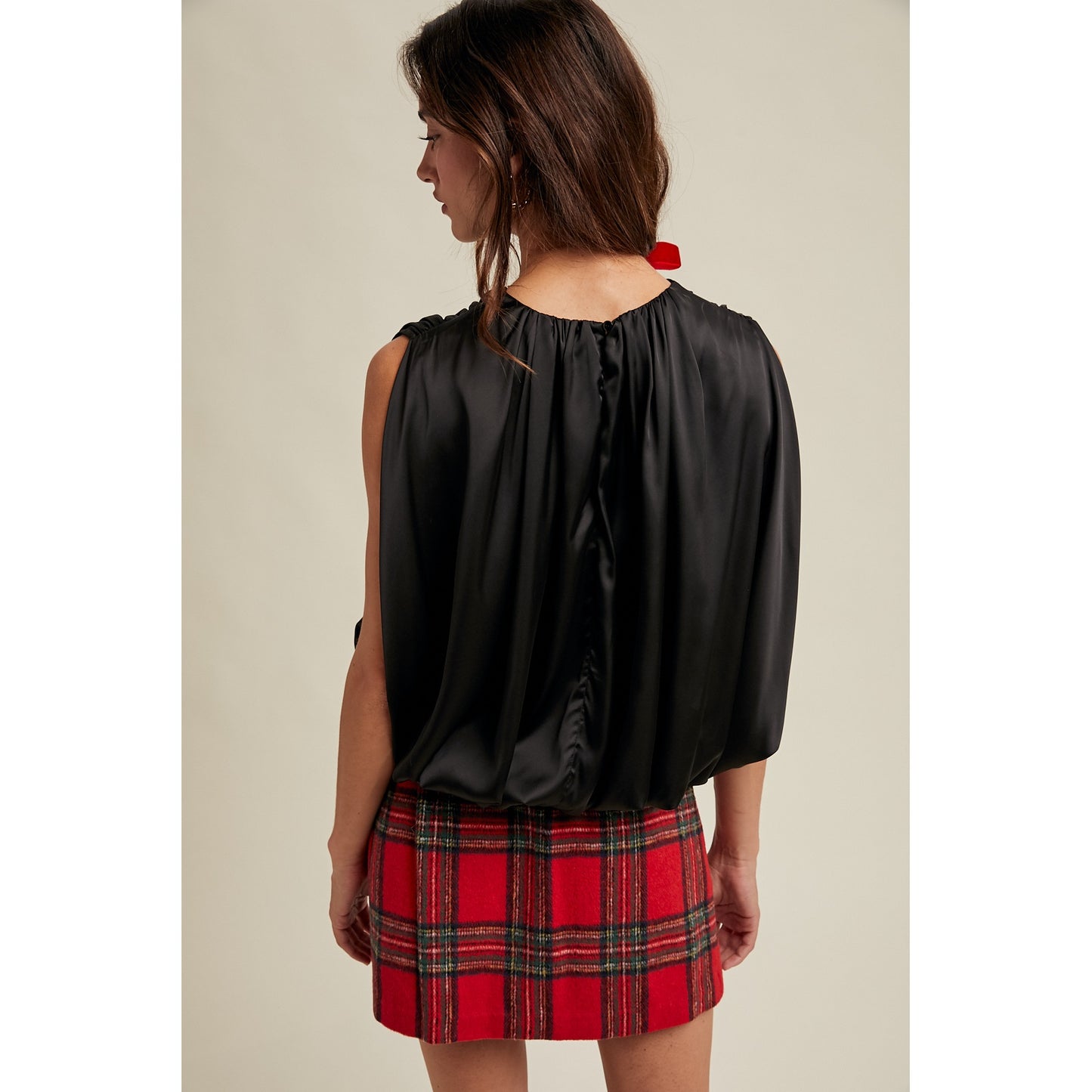 Double Layer Satin Top - Onyx