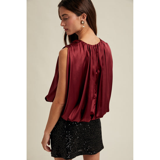 Double Layer Satin Top - Burgundy