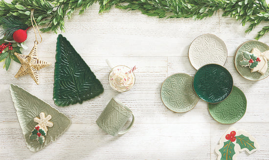 Gold Rimmed Appetizer Plate - Medium Green