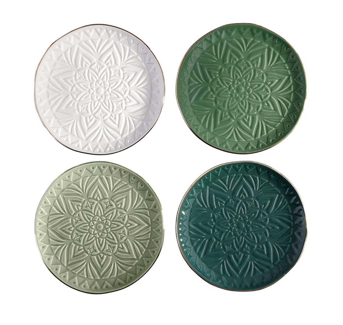 Gold Rimmed Appetizer Plate - Light Green