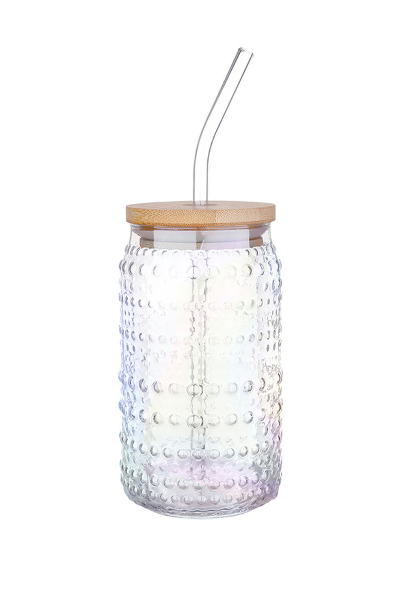 Glass Hobnail Tumbler - Clear Luster
