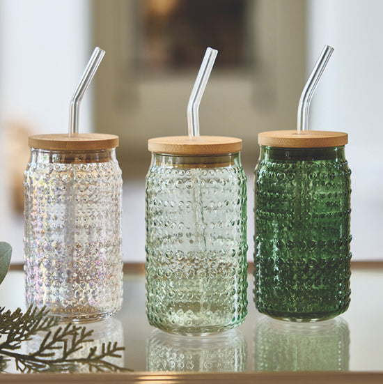 Glass Hobnail Tumbler - Clear Luster