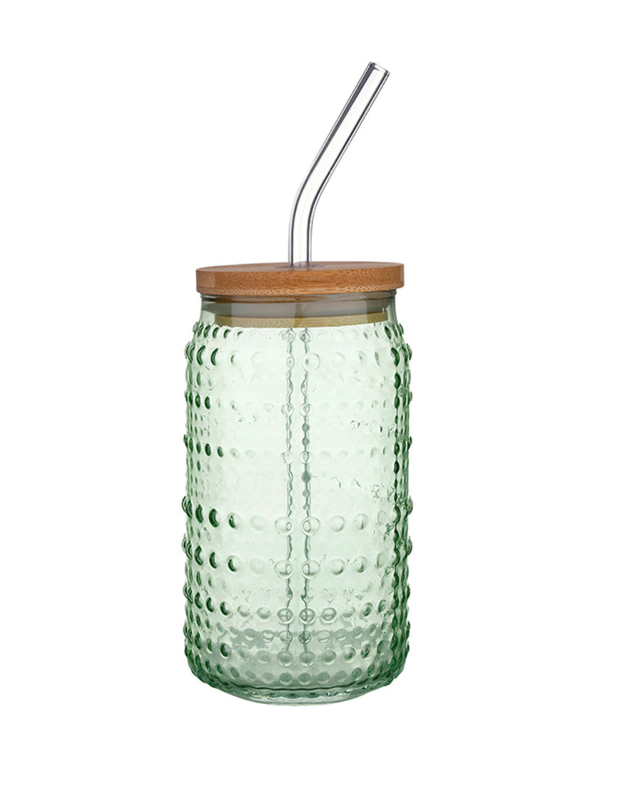 Glass Hobnail Tumbler - Sage