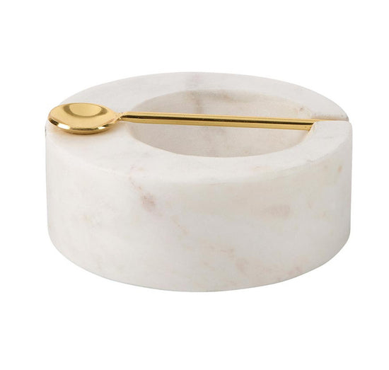 White Marble Pinch Pot with Spoon