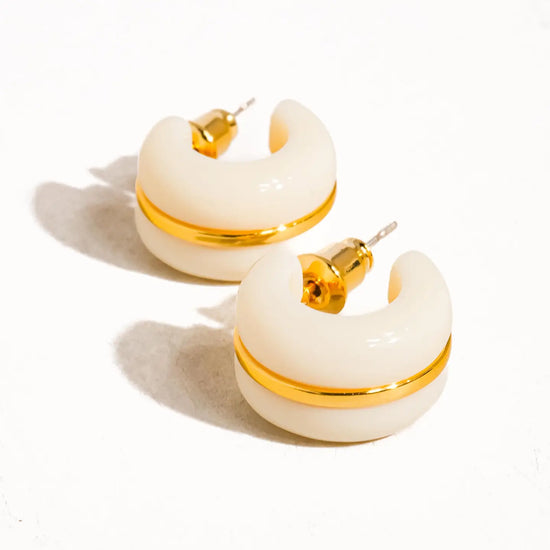 Arlo Small C Hoop Earrings - Beige