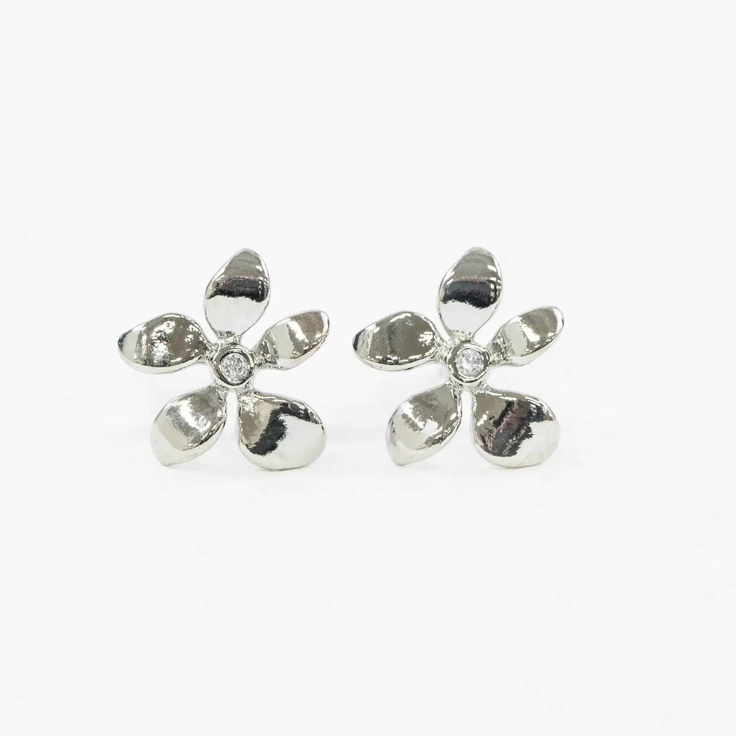 Flower Stud Earrings - Silver