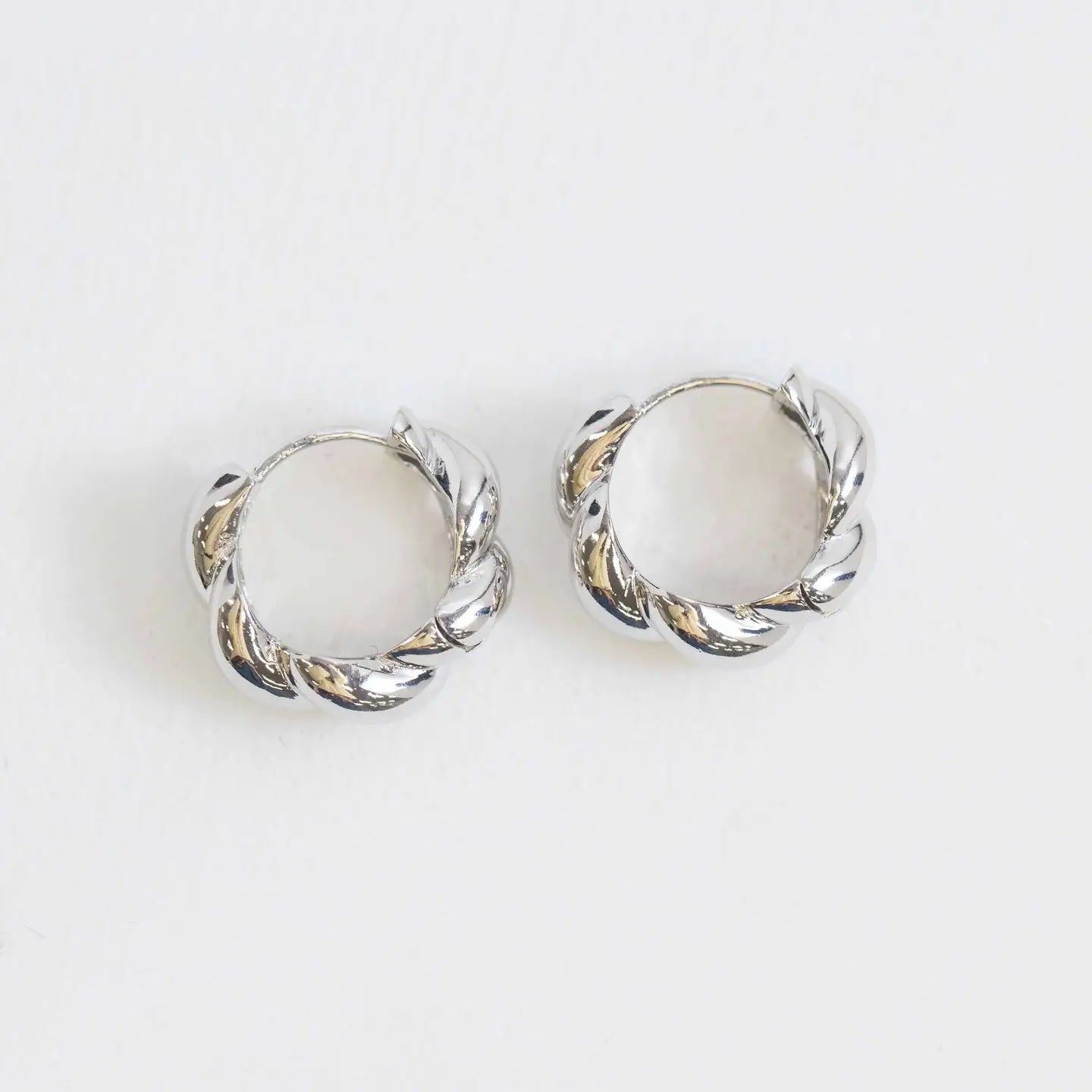 Twist Huggie Hoop Earrings - Silver