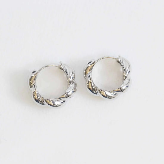 Twist Huggie Hoop Earrings - Silver