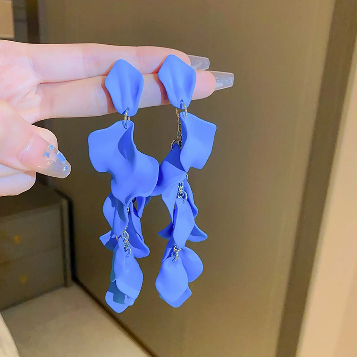 Retro Water Drop Geometric Earrings - Blue