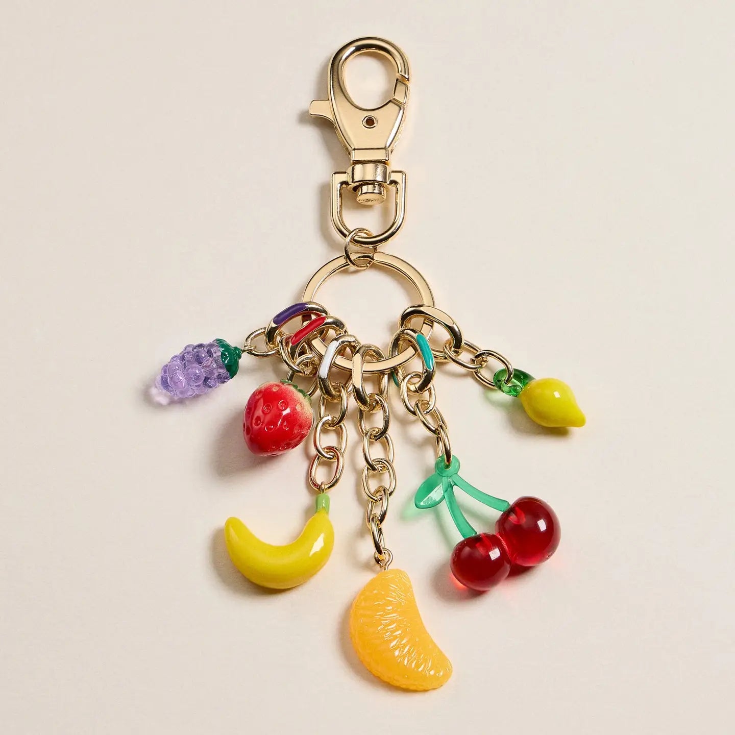 Enamel Fruit Beaded Keychain Charm