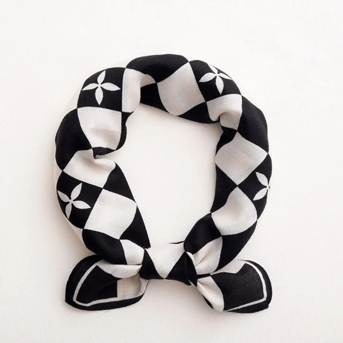 Checkered Square Scarf - Black