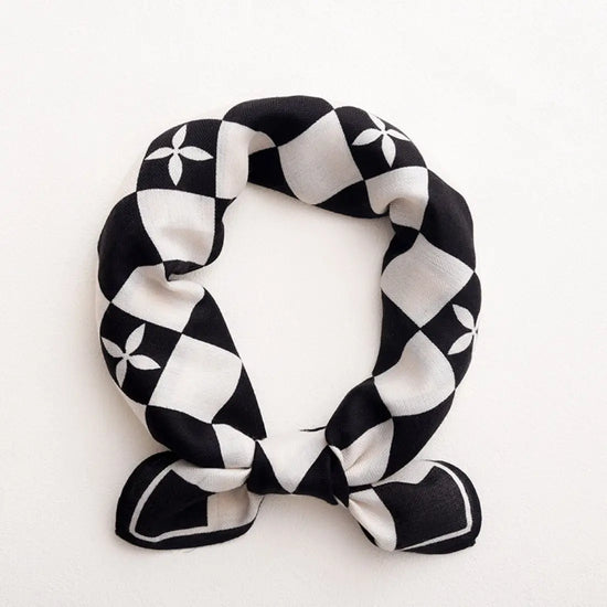 Checkered Square Scarf - Black