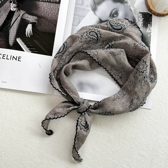 Paisley Print Triangle Scarf - Khaki