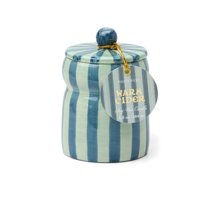 Cabana Warm Cider Candle - Navy/Blue Striped