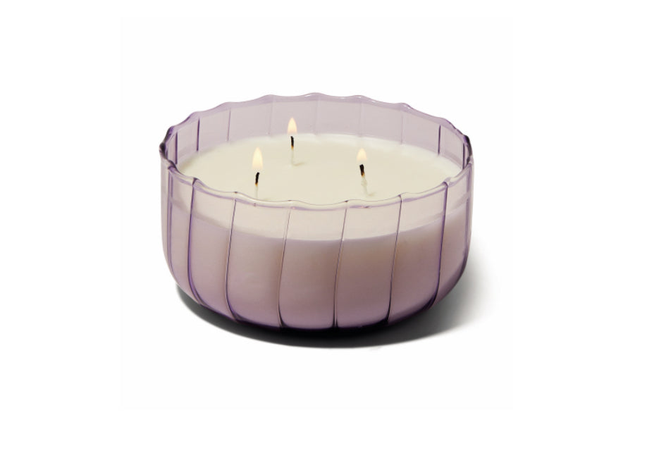 Ripple Transparent Lavender Ribbed Glass Candle - Salted Iris - 12 oz.