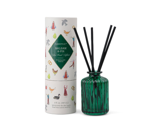 Green Ribbed Glass Diffuser - Winter Balsam