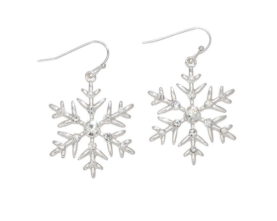 Silver Snowflake Holiday Earrings
