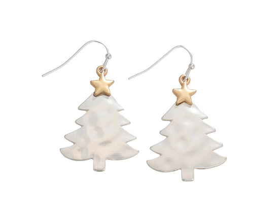 Two-Tone Holiday Tree Earrings