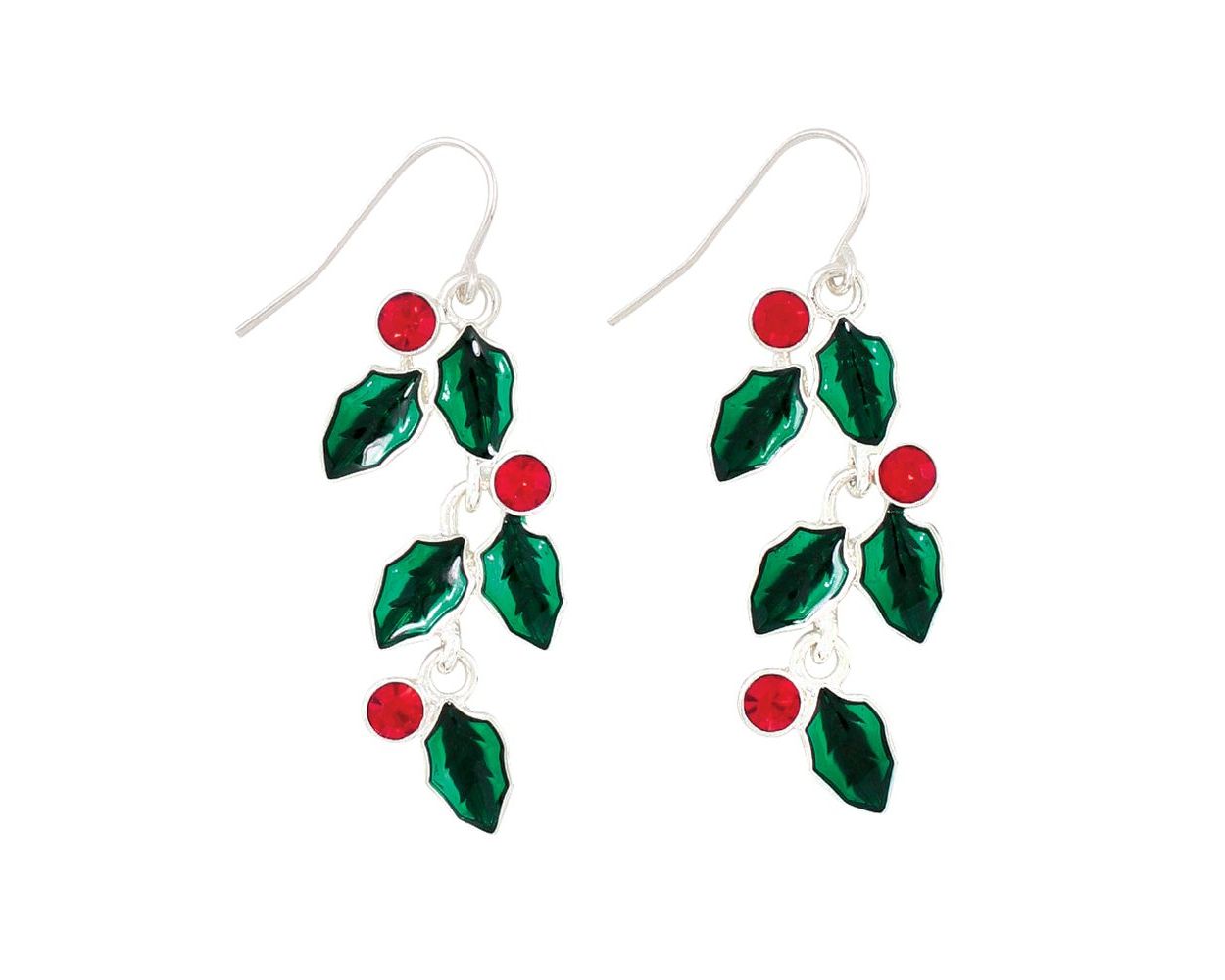 Crystal Holly Holiday Earrings