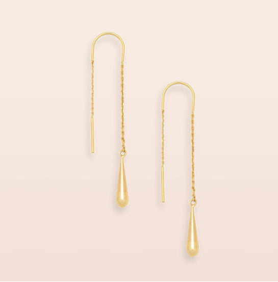 Teardrop Threader Earrings - Gold Vermeil