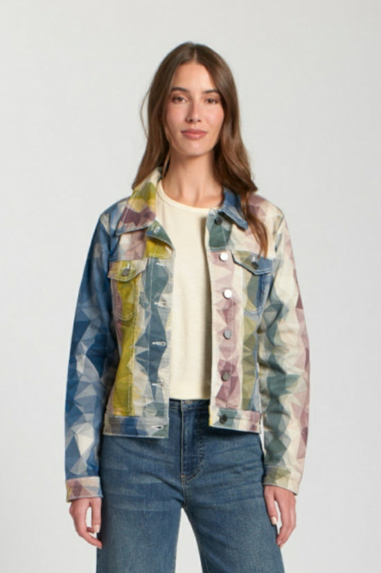 Tie Dye Jean Jacket - Olive Multi