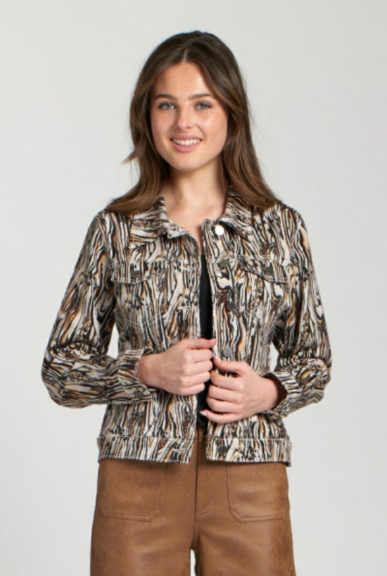 Printed Jean Jacket - Off White/Black