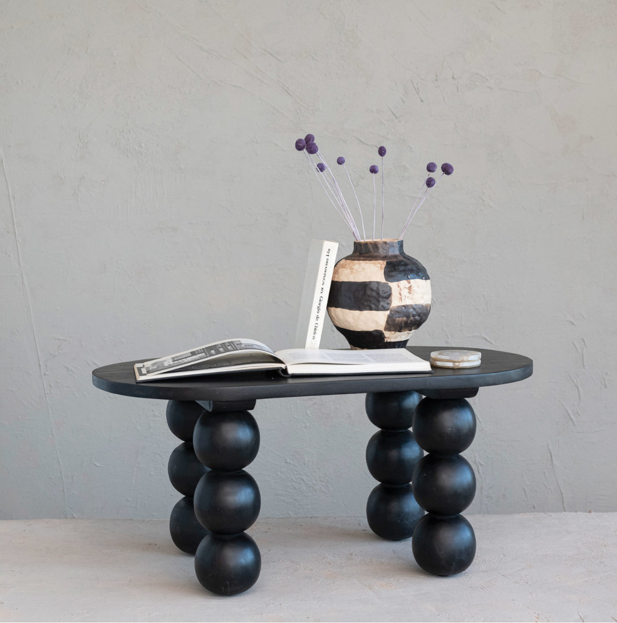 Mango Wood Coffee Table with Orb Legs