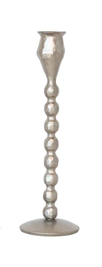 Hand-Forged Cast Iron Ball Taper Candle Holders - 9 1/2 inches