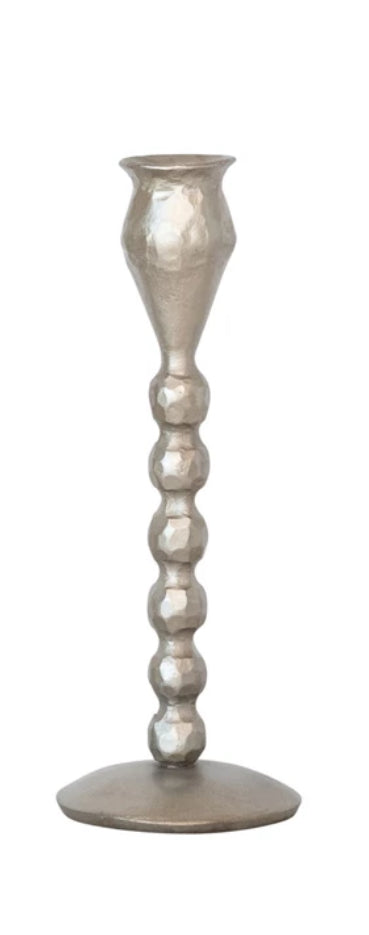 Hand-Forged Cast Iron Ball Taper Candle Holders - 8 inches