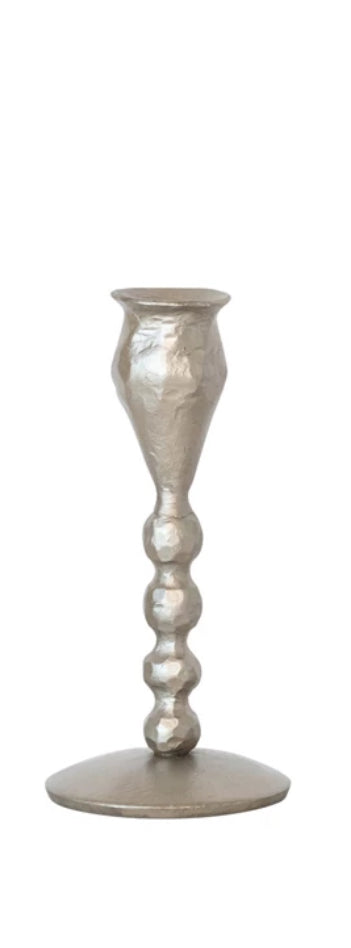 Hand-Forged Cast Iron Ball Taper Candle Holders - 6 inches