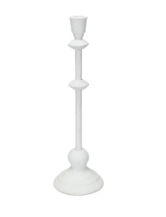 Textured Metal Taper Holder, Antique White
