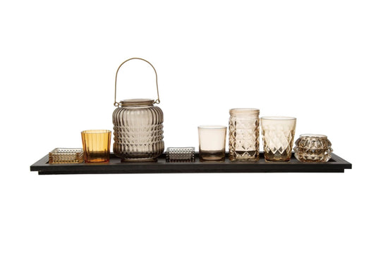 Embossed Glass Tealight/Votive Holders - Set of 9