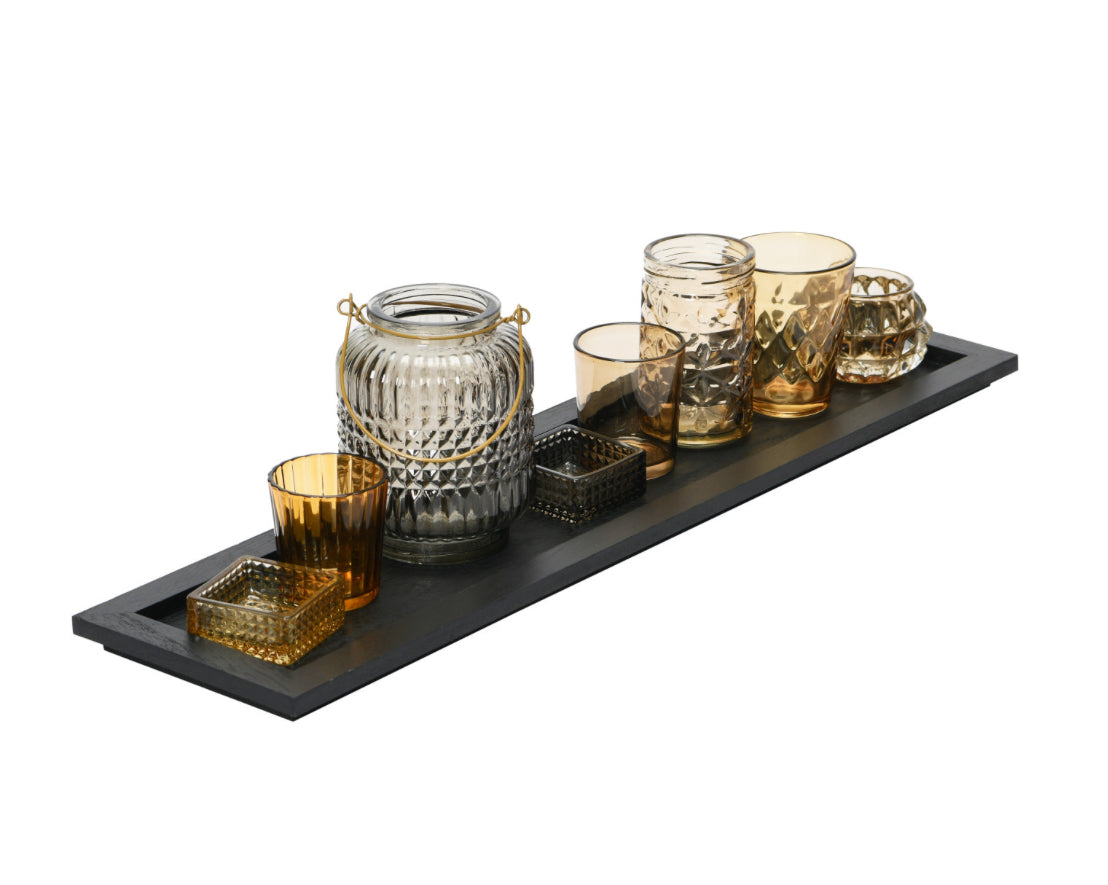 Embossed Glass Tealight/Votive Holders - Set of 9