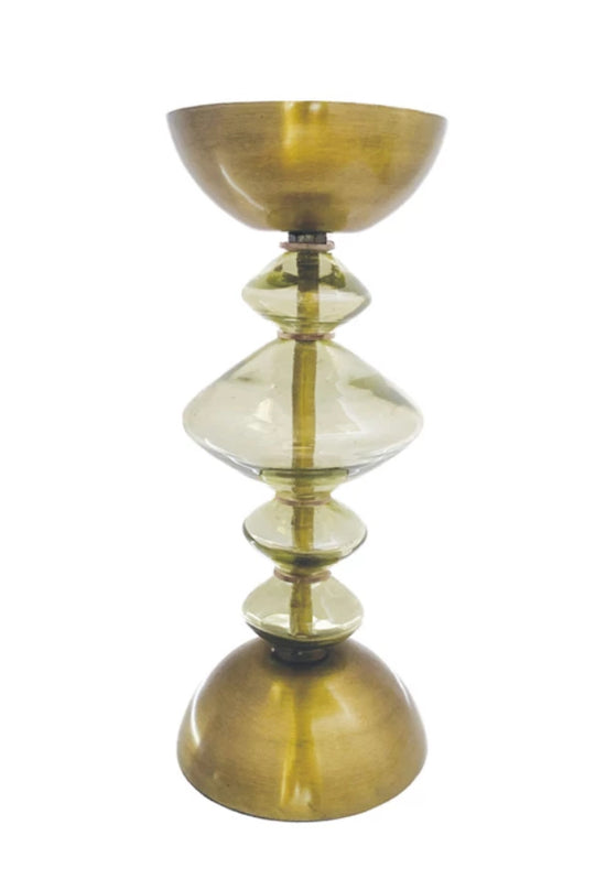 Recycled Glass & Metal Pillar Holder