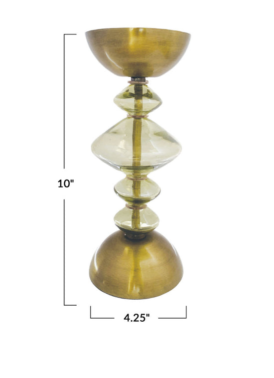 Recycled Glass & Metal Pillar Holder