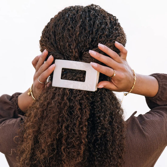 Flat Rectangle Hair Clip - Almond Beige - Medium