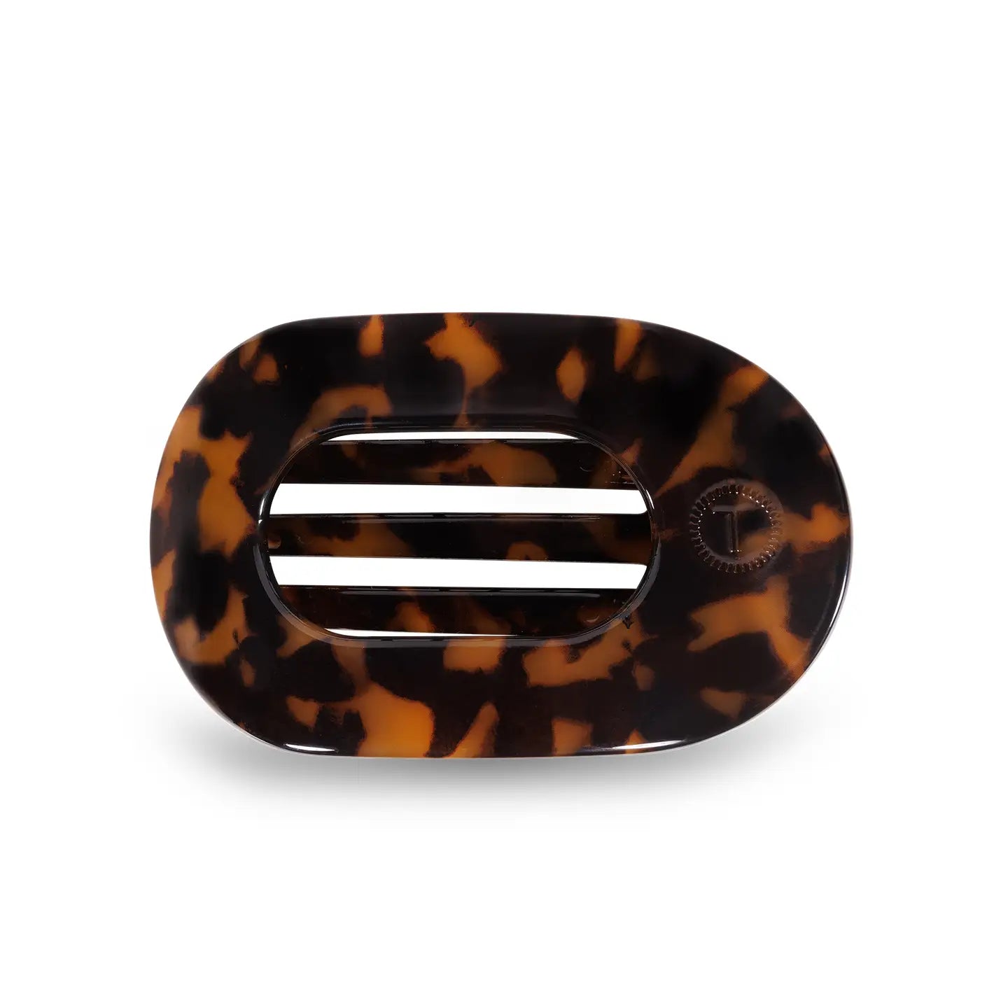 Round Flat Hair Clip - Tortoise - Small