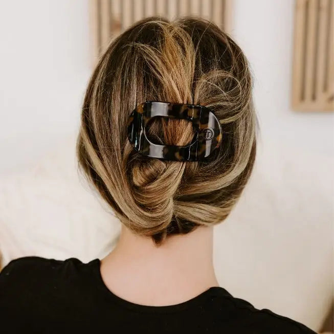 Round Flat Hair Clip - Tortoise - Small