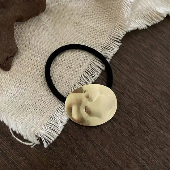 Simple Brushed Temperament Hair Scrunchie - Hammered Oval