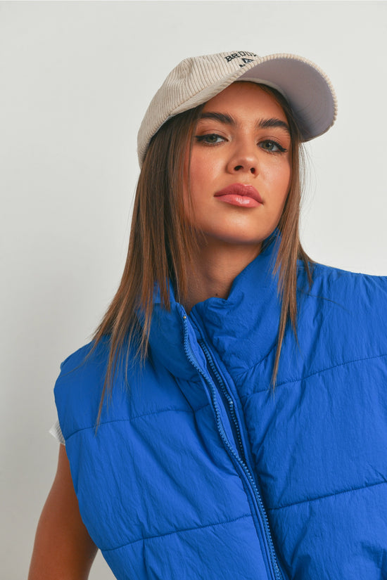 Zip-Up Puffer Vest - Blue