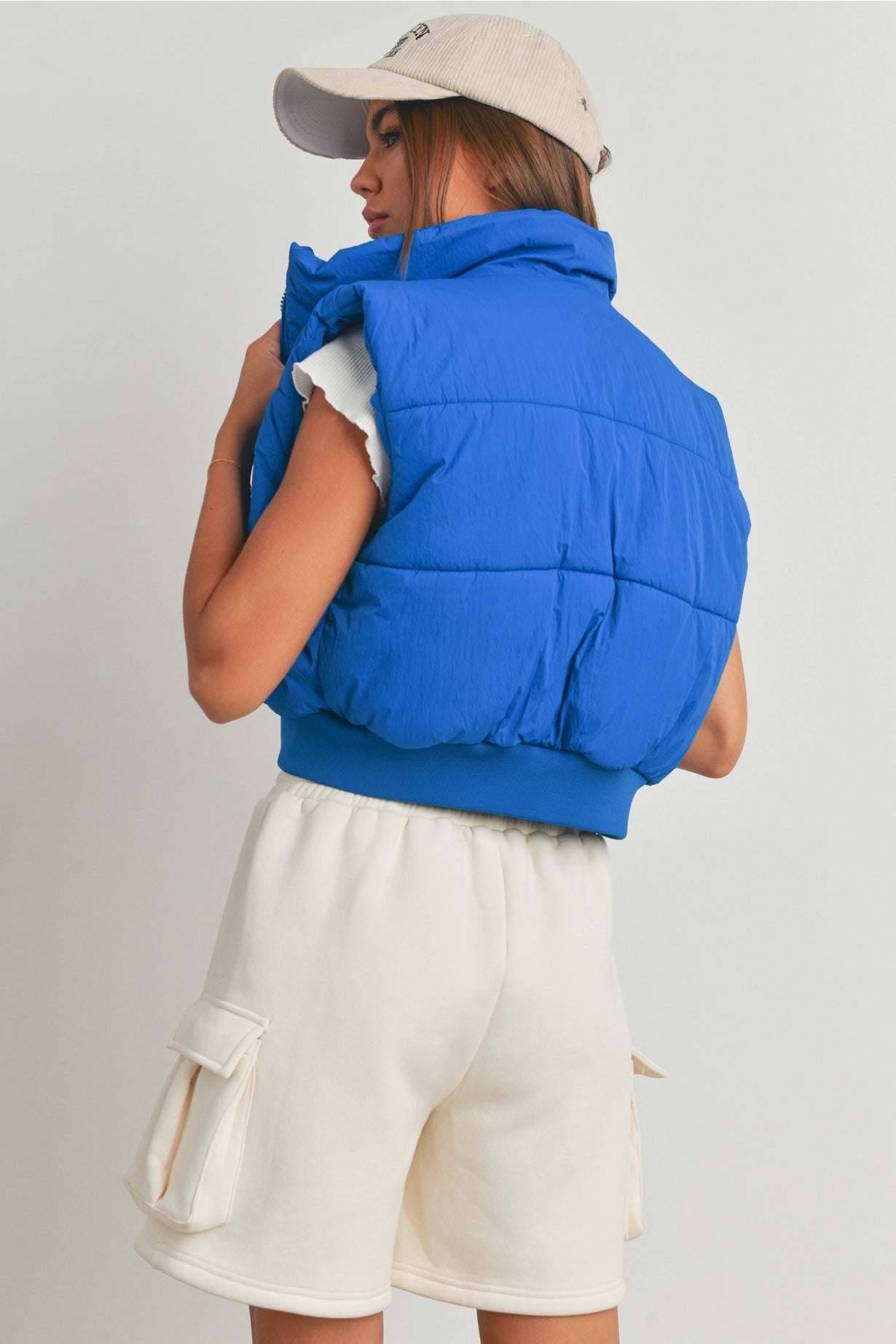 Zip-Up Puffer Vest - Blue