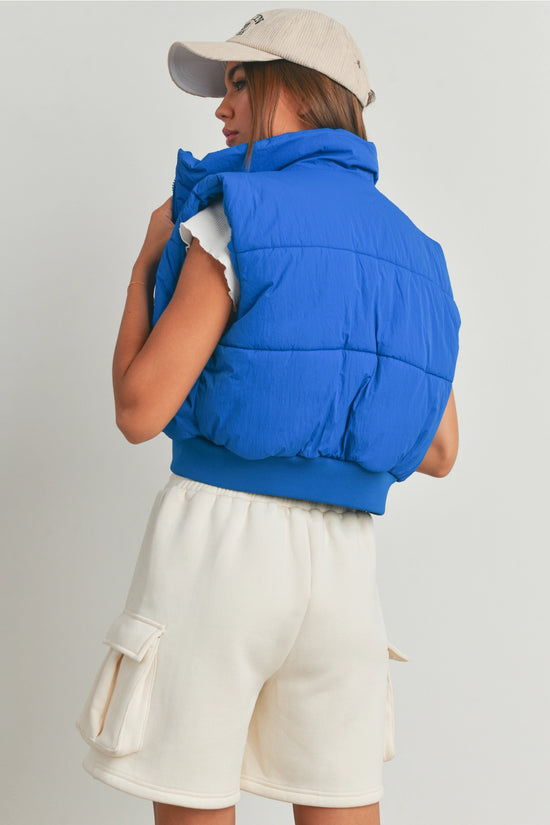 Zip-Up Puffer Vest - Blue