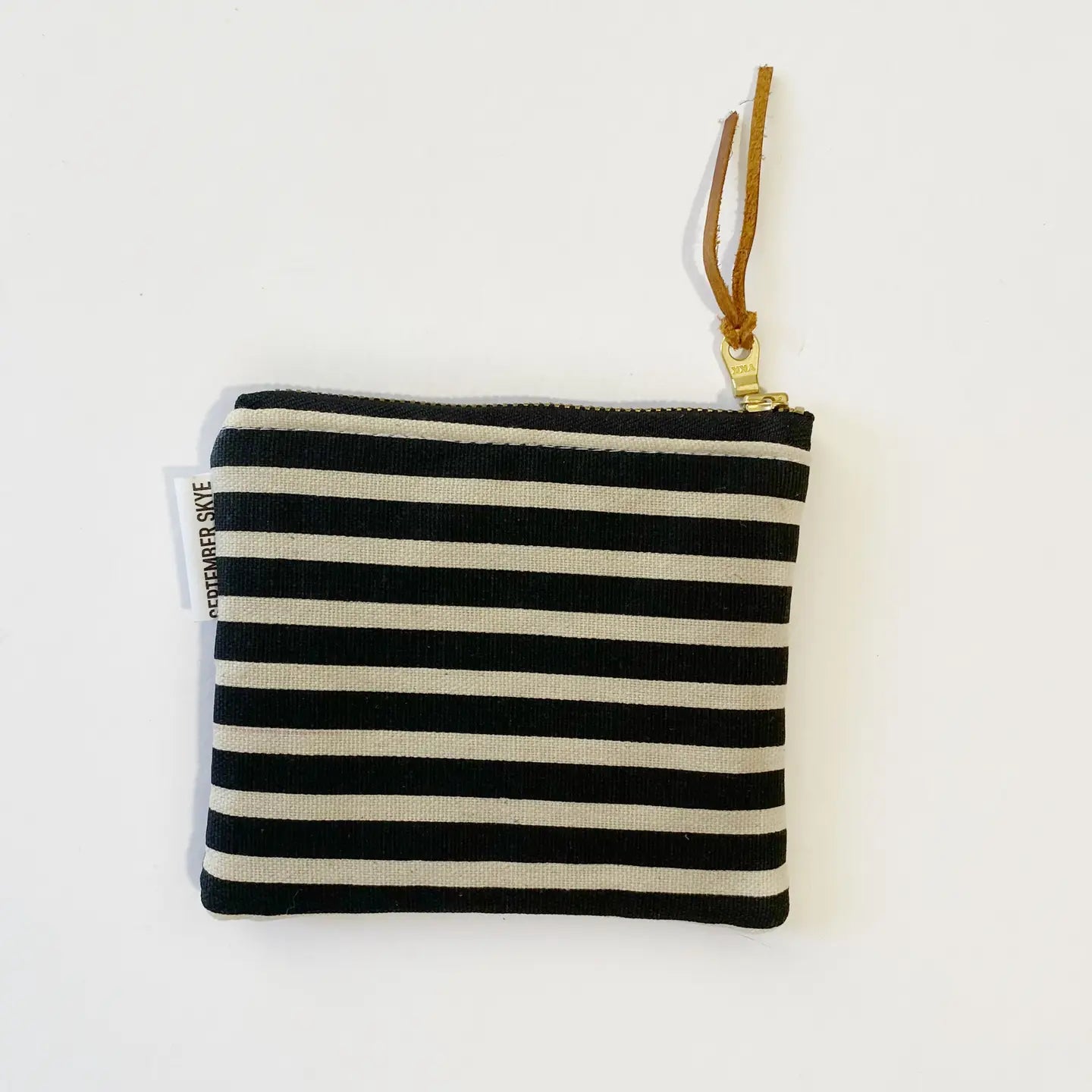 Small Square Pouch - Black/Cream Stripes
